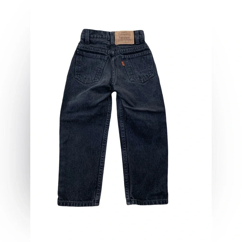Vintage Little Levi’s Size 5 Slim Black 550 Relaxed Fit Orange Tab Denim Jeans - Picture 2 of 6